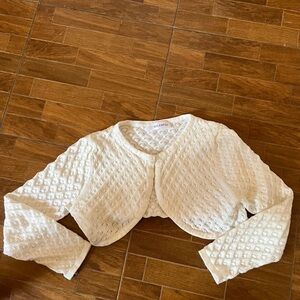 White Quilted Balloon Sleeve Jacket